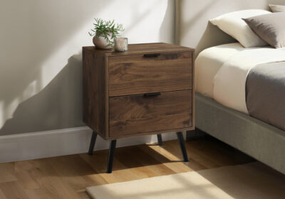 ACCENT TABLE - 24"H / WALNUT END TABLE WITH 2 DRAWERS