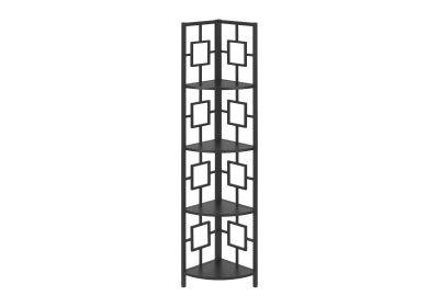 BOOKCASE - 62"H / BLACK / BLACK METAL CORNER ETAGERE