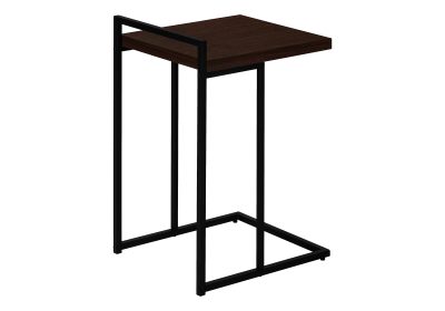 ACCENT TABLE - 25"H / ESPRESSO / BLACK METAL