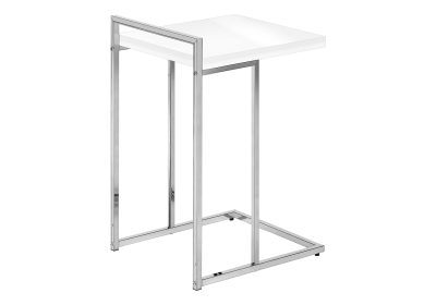 ACCENT TABLE - 25"H / GLOSSY WHITE / CHROME METAL