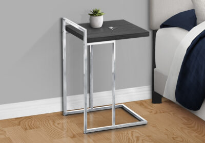 ACCENT TABLE - 25"H / GREY / CHROME METAL