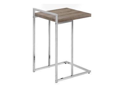 ACCENT TABLE - 25"H / DARK TAUPE / CHROME METAL