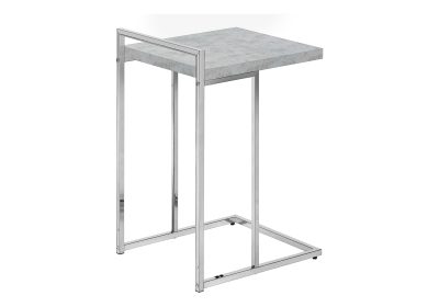 ACCENT TABLE - 25"H / GREY CEMENT / CHROME METAL