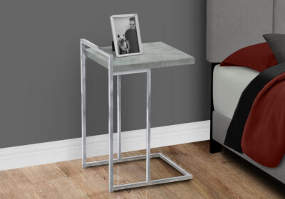ACCENT TABLE - 25"H / GREY CEMENT / CHROME METAL