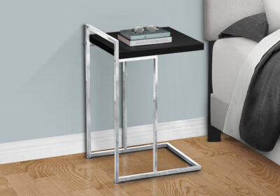 ACCENT TABLE - 25"H / BLACK / CHROME METAL