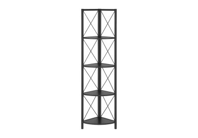 BOOKCASE - 60"H / BLACK / BLACK METAL CORNER ETAGERE