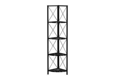 BOOKCASE - 60"H / BLACK MARBLE / BLACK METAL CORNER