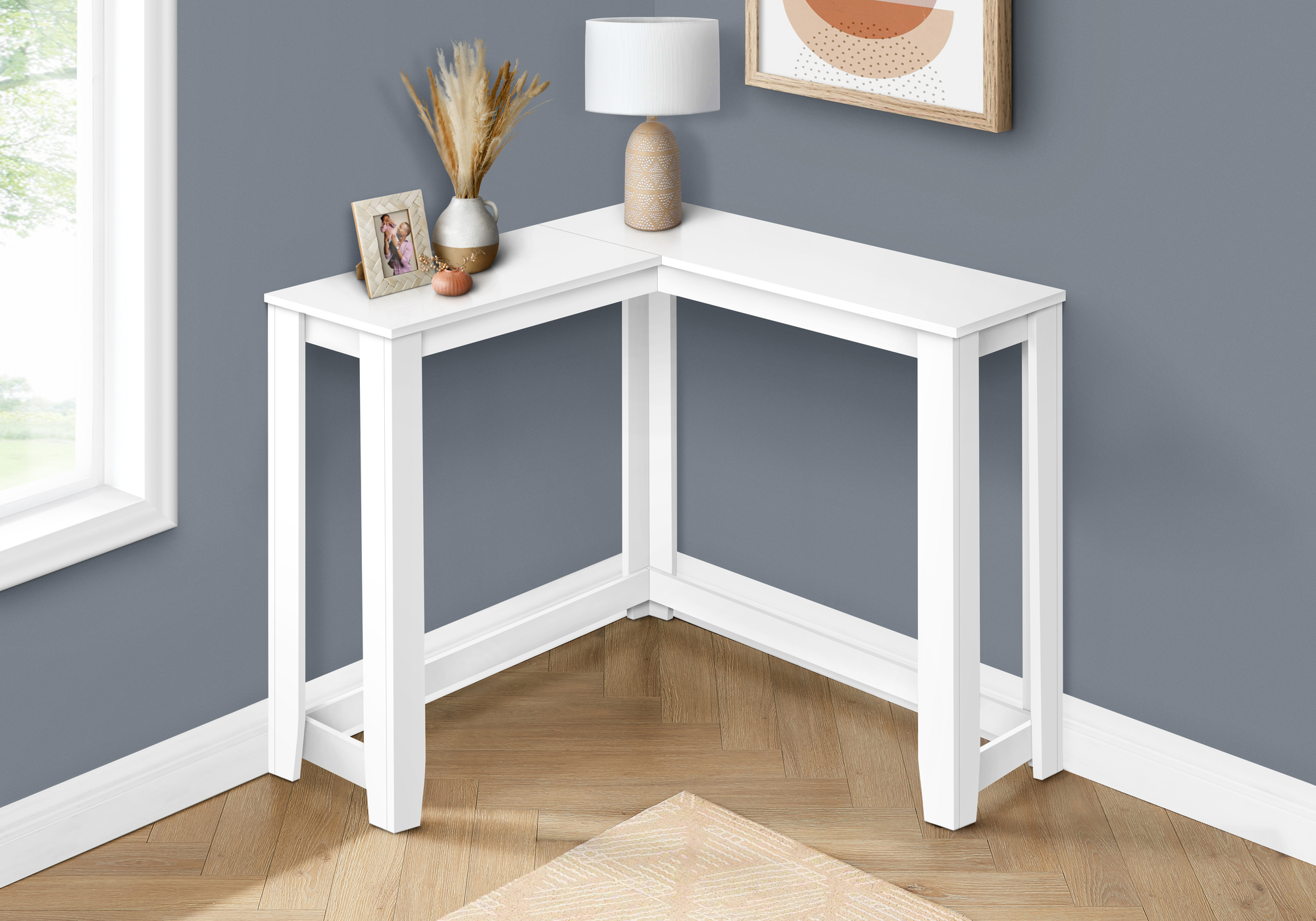 ACCENT TABLE - 36" / WHITE CORNER CONSOLE - Image 2
