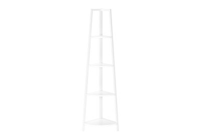 BOOKCASE - 60"H / WHITE / WHITE METAL CORNER ETAGERE