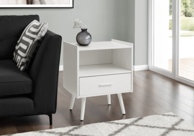 ACCENT TABLE - 24"H / WHITE END TABLE WITH 1 DRAWER