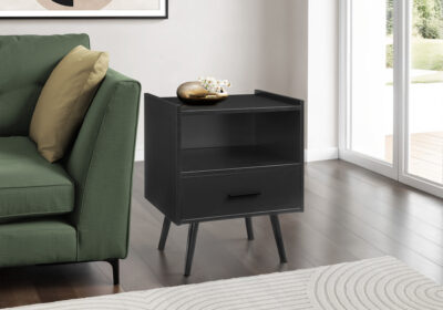 ACCENT TABLE - 24"H / BLACK END TABLE WITH 1 DRAWER