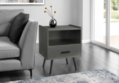ACCENT TABLE - 24"H / GREY END TABLE WITH 1 DRAWER