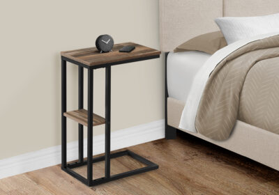 ACCENT TABLE - 25"H / BROWN RECLAIMED-LOOK / BLACK METAL