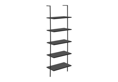 BOOKCASE - 72"H LADDER BLACK / BLACK METAL