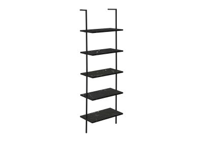 BOOKCASE - 72"H / LADDER BLACK MARBLE / BLACK METAL