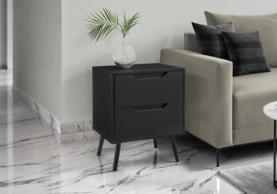 ACCENT TABLE - 24"H / BLACK END TABLE WITH 2 DRAWERS