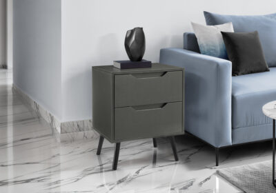 ACCENT TABLE - 24"H / GREY END TABLE WITH 2 DRAWERS