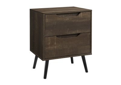ACCENT TABLE - 24"H / DARK BROWN END TABLE - 2 DRAWERS
