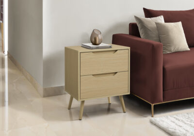 ACCENT TABLE - 24"H / NATURAL END TABLE - 2 DRAWERS