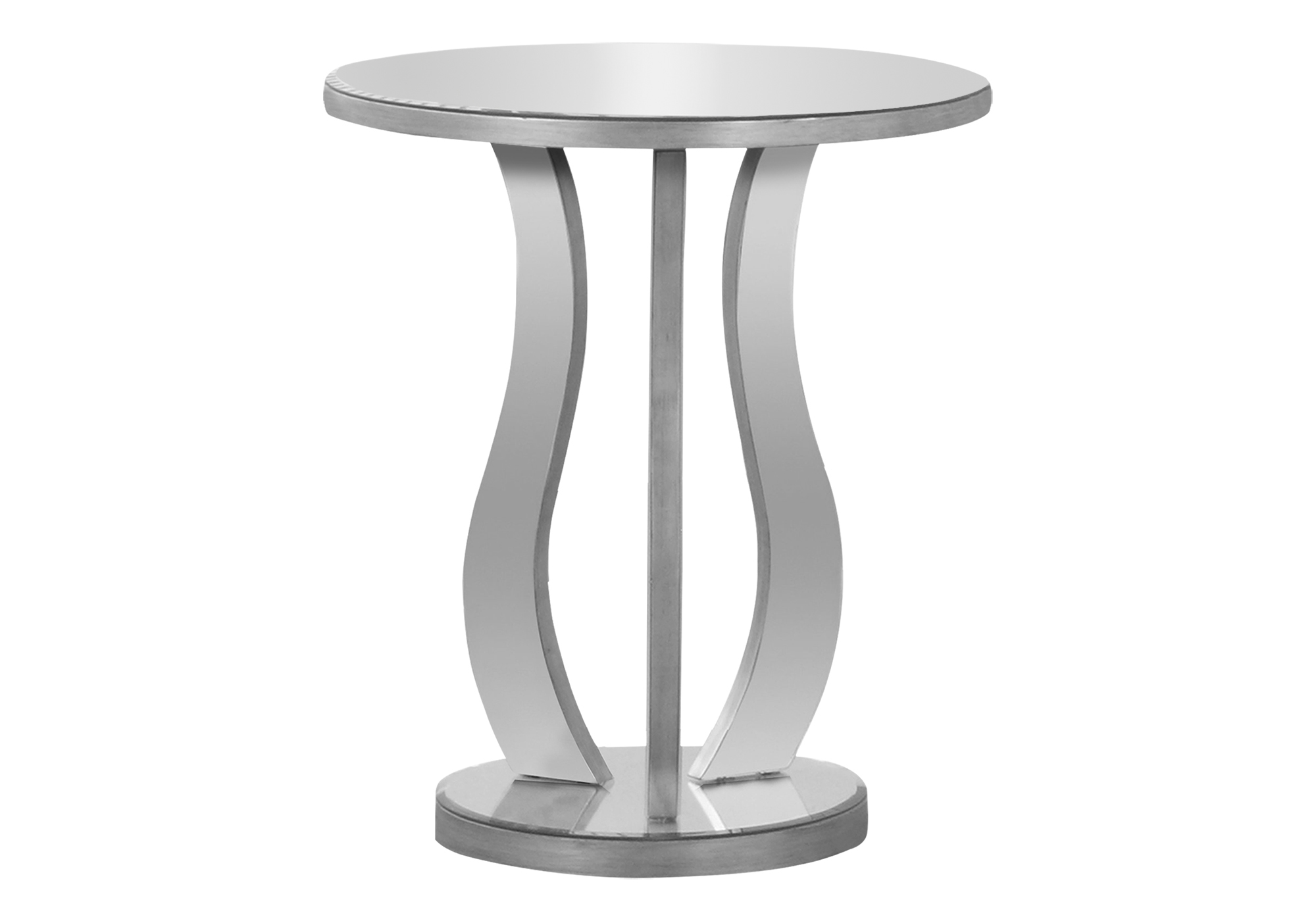 ACCENT TABLE - 20"DIA / BRUSHED SILVER / MIRROR - Image 3