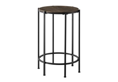 ACCENT TABLE - 24"H / DARK OAK / BLACK METAL