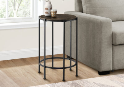 ACCENT TABLE - 24"H / DARK OAK / BLACK METAL