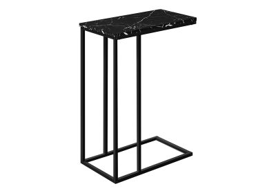 ACCENT TABLE - 25"H / BLACK MARBLE / BLACK METAL