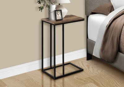ACCENT TABLE - 25"H / BROWN RECLAIMED / BLACK METAL