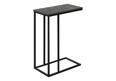 ACCENT TABLE - 25"H / GREY STONE-LOOK / BLACK METAL