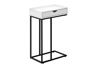 ACCENT TABLE - 25"H / WHITE / BLACK METAL