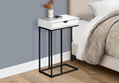 ACCENT TABLE - 25"H / WHITE / BLACK METAL