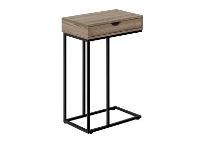 ACCENT TABLE - 25"H / DARK TAUPE / BLACK METAL