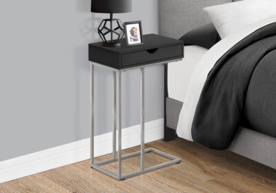 ACCENT TABLE - 25"H / BLACK / SILVER METAL