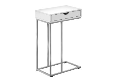 ACCENT TABLE - 25"H / WHITE / SILVER METAL