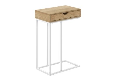 ACCENT TABLE - 25"H / NATURAL / WHITE METAL