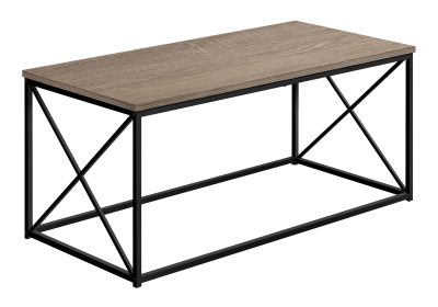 COFFEE TABLE - 40"L / DARK TAUPE / BLACK METAL