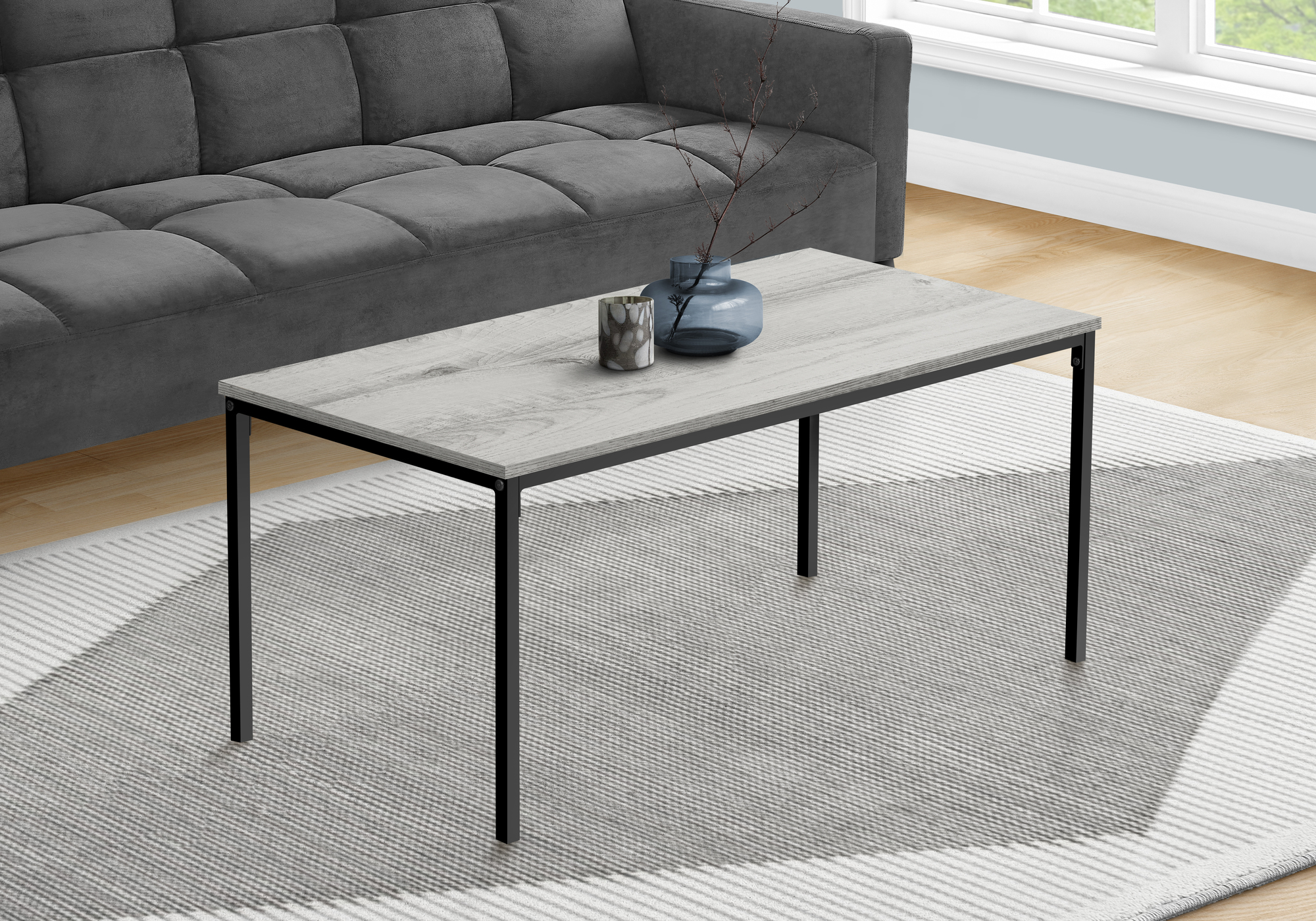 COFFEE TABLE - 40"L / GREY / BLACK METAL