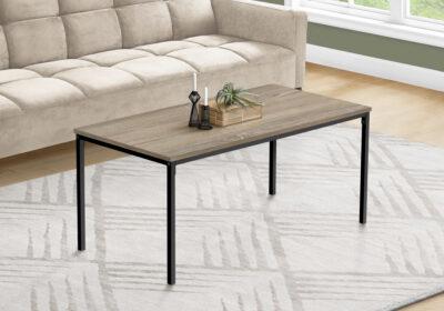 COFFEE TABLE - 40"L / DARK TAUPE / BLACK METAL