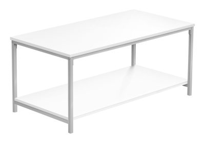 COFFEE TABLE - 40"L / WHITE / SILVER METAL