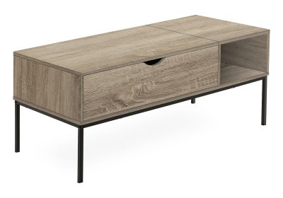 COFFEE TABLE - 42"L / LIFT-TOP DARK TAUPE / BLACK METAL