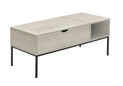 COFFEE TABLE - 42"L / LIFT-TOP WASHED OAK / BLACK METAL