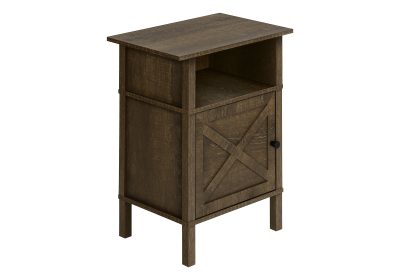 ACCENT TABLE - 24"H / DARK OAK / BLACK METAL