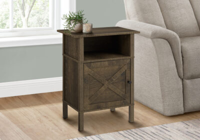 ACCENT TABLE - 24"H / DARK OAK / BLACK METAL