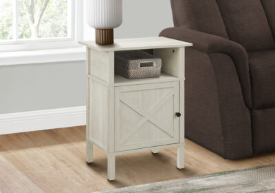 ACCENT TABLE - 24"H / WASHED OAK / BLACK METAL