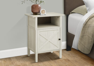 ACCENT TABLE - 24"H / WASHED OAK / BLACK METAL