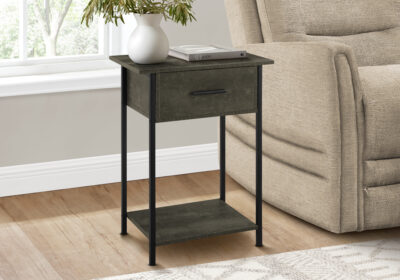 ACCENT TABLE - 24"H / DARK BRONZE / BLACK METAL