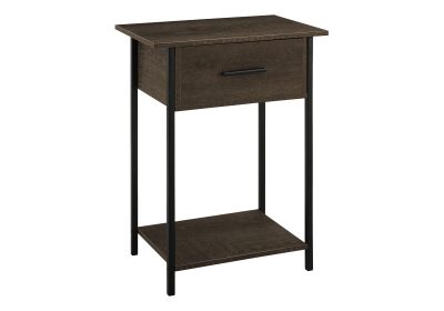 ACCENT TABLE - 24"H / DARK OAK / BLACK METAL