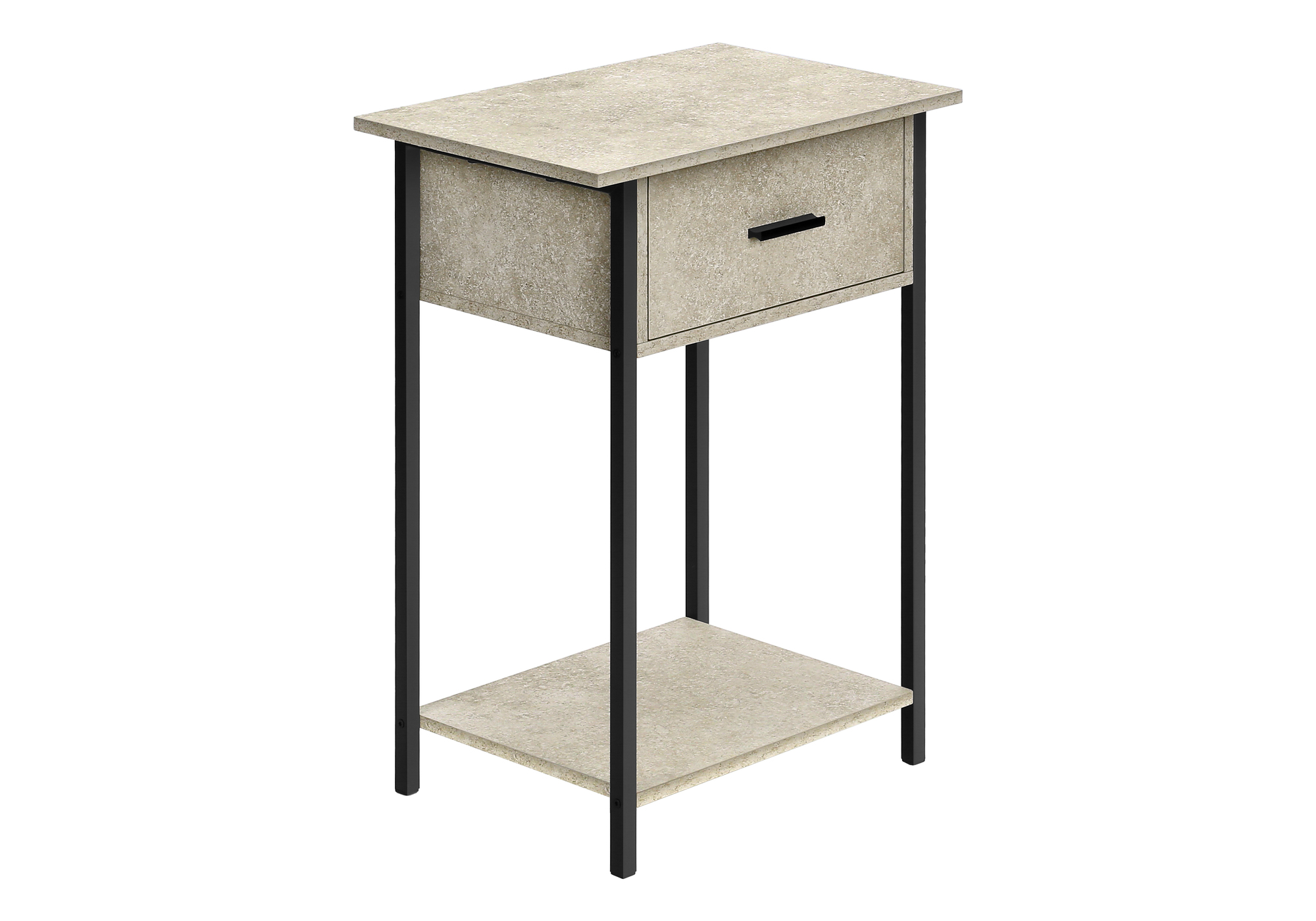 ACCENT TABLE - 24"H / CREAM STONE / BLACK METAL - Image 3