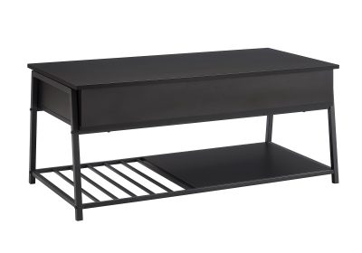 COFFEE TABLE - 42"L / LIFT-TOP BLACK / BLACK METAL
