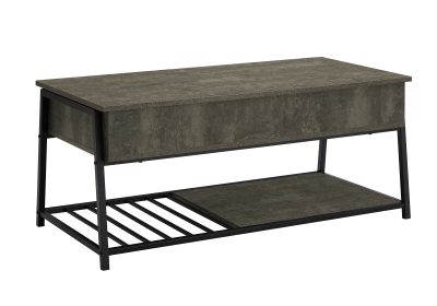 COFFEE TABLE - 42"L / LIFT-TOP DARK BRONZE / BLACK METAL